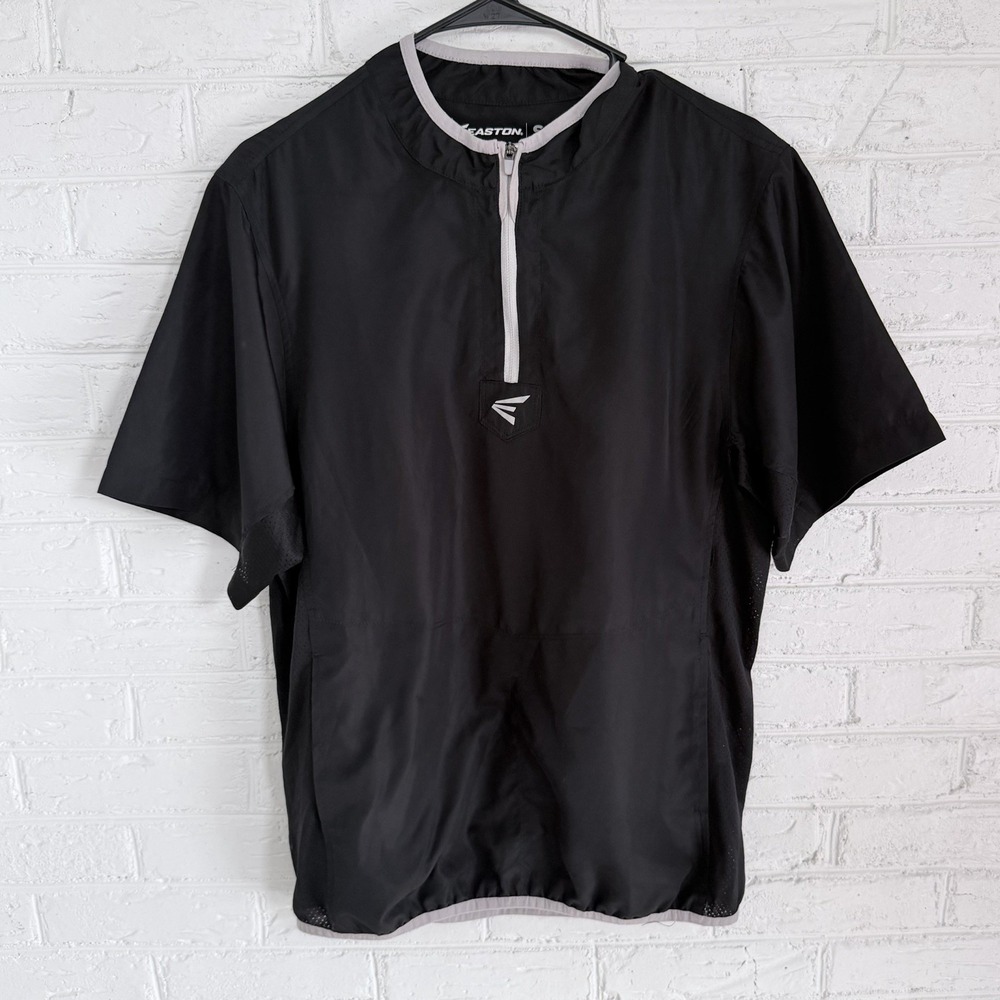 Easton Baseball Warm-Up Performance Shirt Mens Small Black Pullover 1/4 Zip
